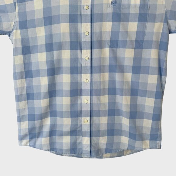 Cinch Check Pattern Button-Down Long-Sleeve Shirt Blue Men's Medium 100% Cotton - Picture 6 of 11